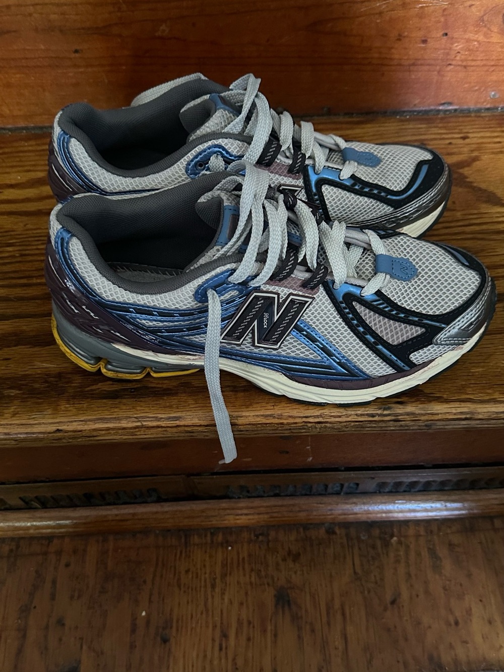 1906R New Balance Gray with Blue and Yellow Accent Sneakers - Picture 1 of 6